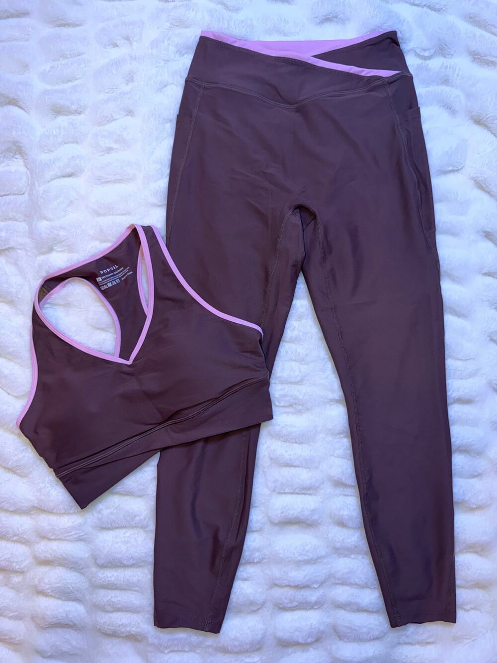 Popvil ColorSoft Contrast Trim Crop Tank & Leggings Set